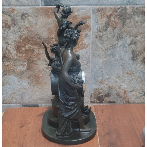 Vintage Figural Mantel Clocks Trio of Figures Women Child - Picture 5 of 13